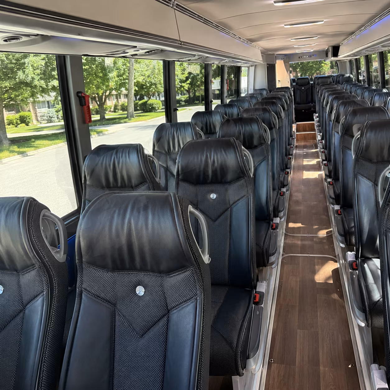 south gate 40 passenger charter bus inside
