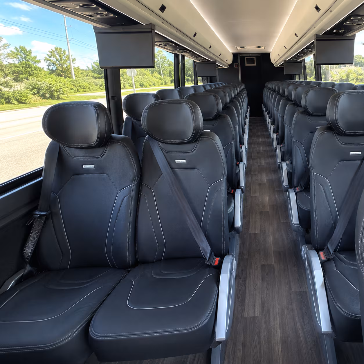 south gate 47 passenger charter bus inside