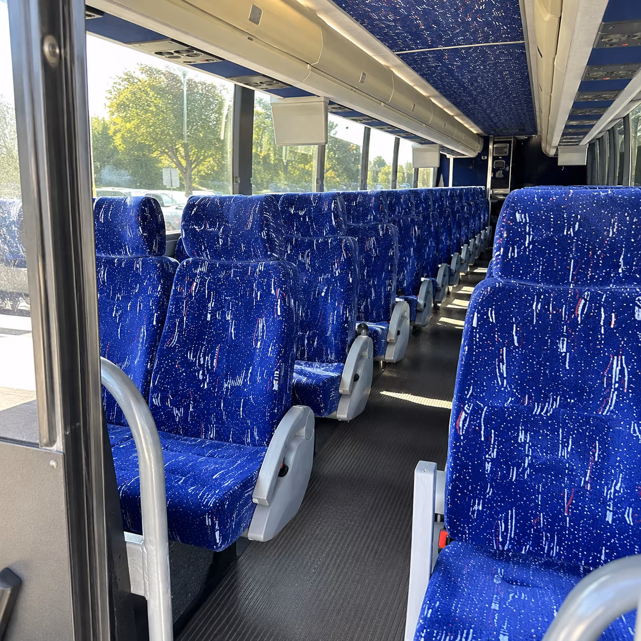 south gate 50 passenger charter bus inside